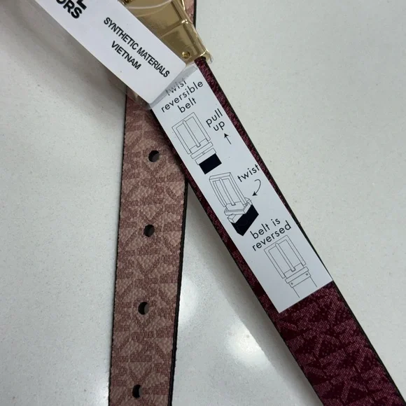 Michael Kors Pink and Burgundy REVERSIBLE Women's Belt M NWT - Picture 7 of 9